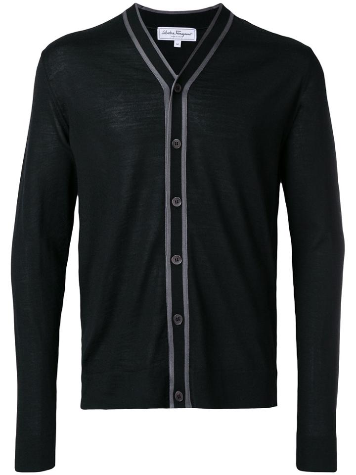 Salvatore Ferragamo Contrast Trim Cardigan - Black