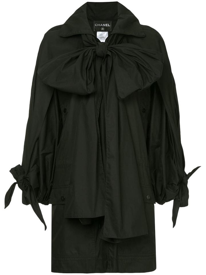 Chanel Vintage Ribbon Fitted Coat - Black