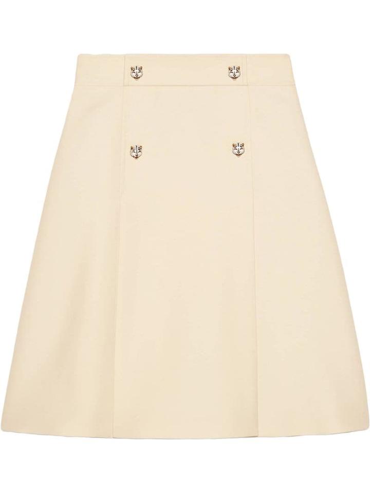 Gucci Wool Silk A-line Skirt - Neutrals