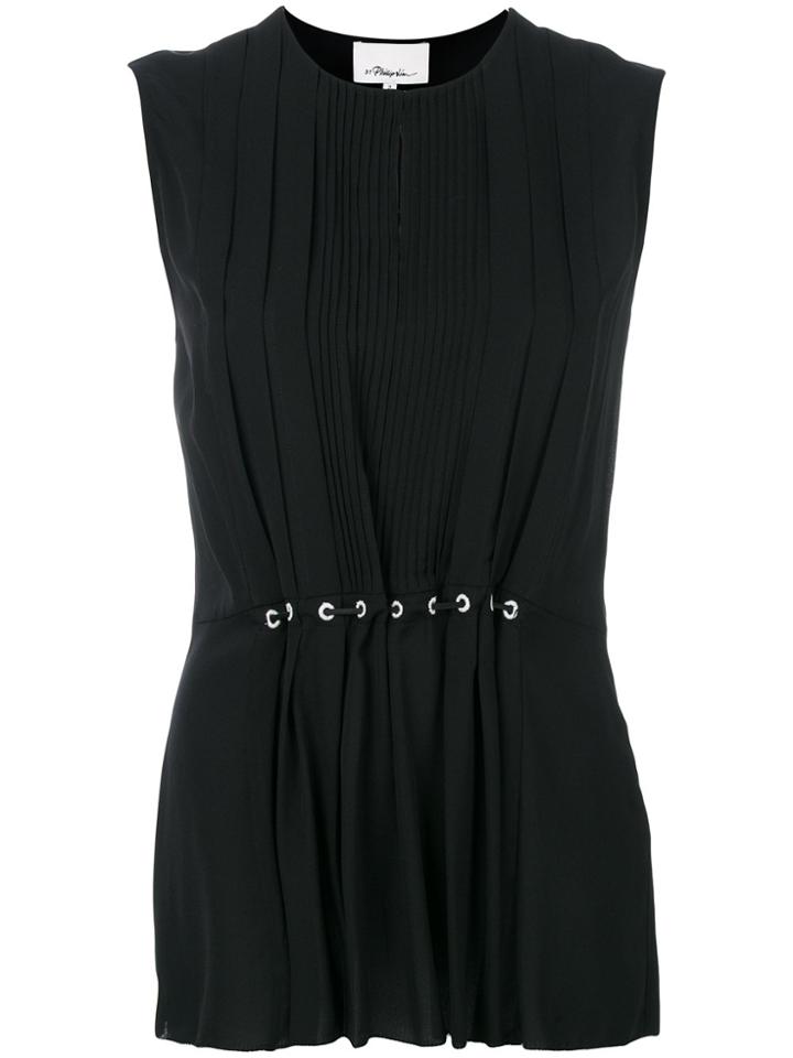3.1 Phillip Lim Pleated Fitted Top - Black