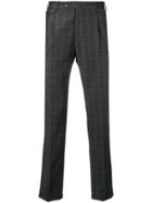 Pt01 Checked Straight Trousers - Grey