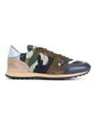 Valentino Garavani Rockrunner Camouflage Sneakers, Men's, Size: 42, Green, Linen/flax/suede/leather/rubber