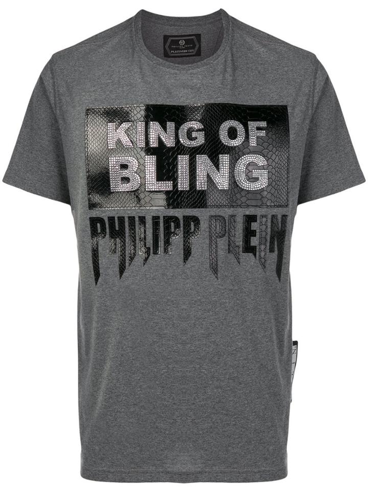 Philipp Plein Slogan Printed T-shirt - Grey