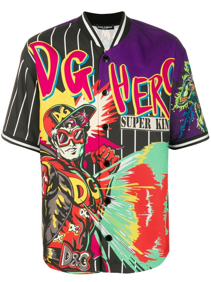 Dolce & Gabbana Dg Hero Print Shirt Jacket - Black
