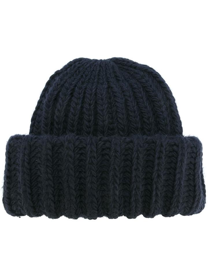 Federica Moretti Knitted Hat, Women's, Blue, Acrylic/virgin Wool