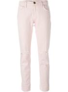 Current/elliott Distressed Cropped Jeans, Women's, Size: 30, Pink/purple, Cotton/spandex/elastane