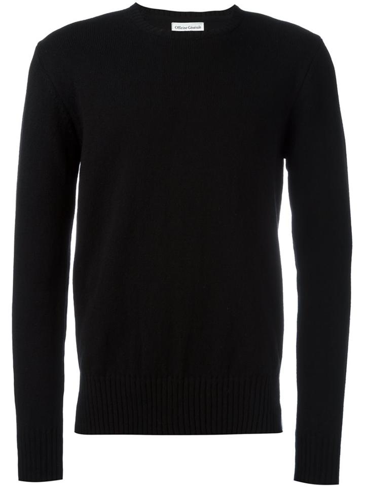 Officine Generale Classic Crew Neck Jumper, Men's, Size: Xl, Black, Cashmere/merino