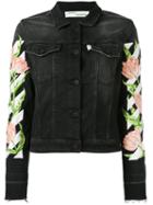 Off-white - Floral Sleeve Denim Jacket - Women - Cotton/polyester/spandex/elastane - S, Black, Cotton/polyester/spandex/elastane