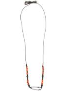 Ann Demeulemeester Beaded Safety Pin Necklace - Black