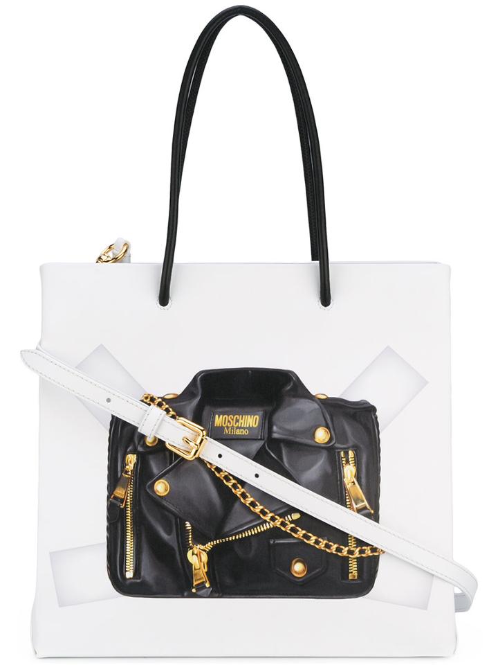 Moschino - Trompe L'oeil Biker Tote - Women - Leather - One Size, White, Leather