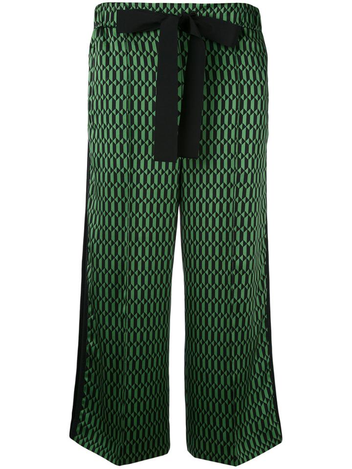 Fendi Geometric Print Cropped Trousers - Green