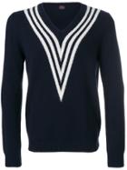 Mp Massimo Piombo Stripe Collar Sweater - Blue