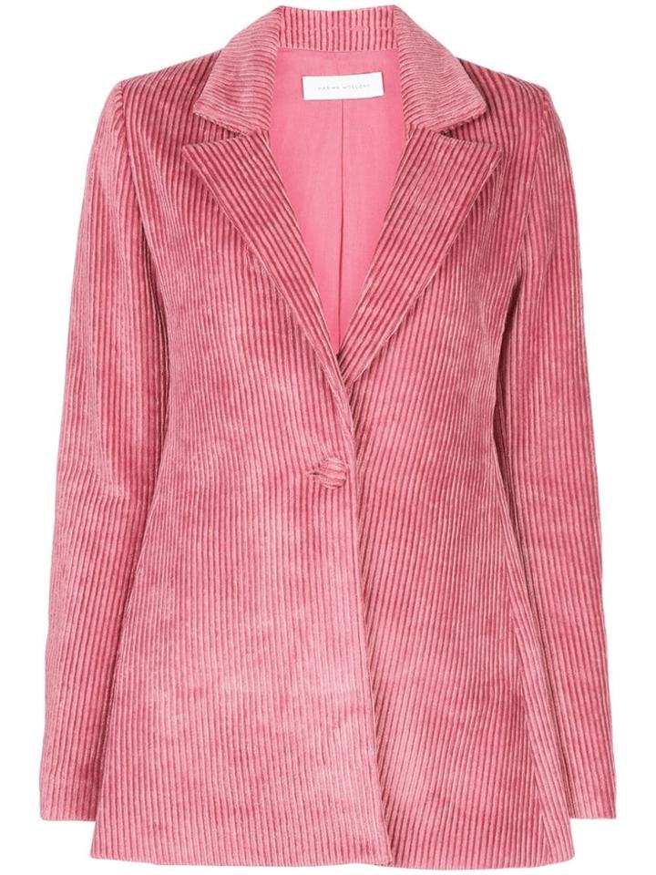 Marina Moscone Single-breasted Corduroy Blazer - Pink
