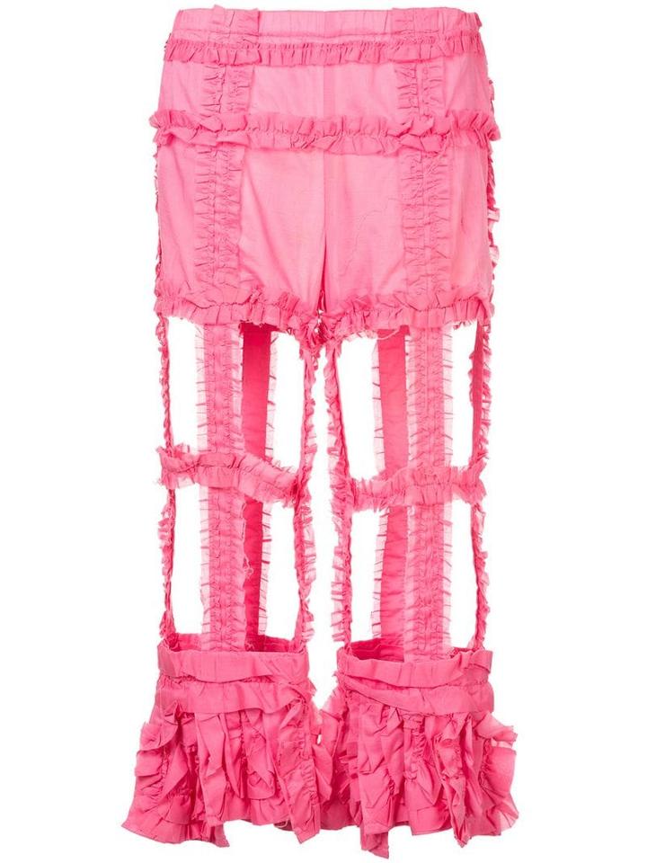 Comme Des Garçons Pre-owned Cut-out Frilled Trousers - Pink