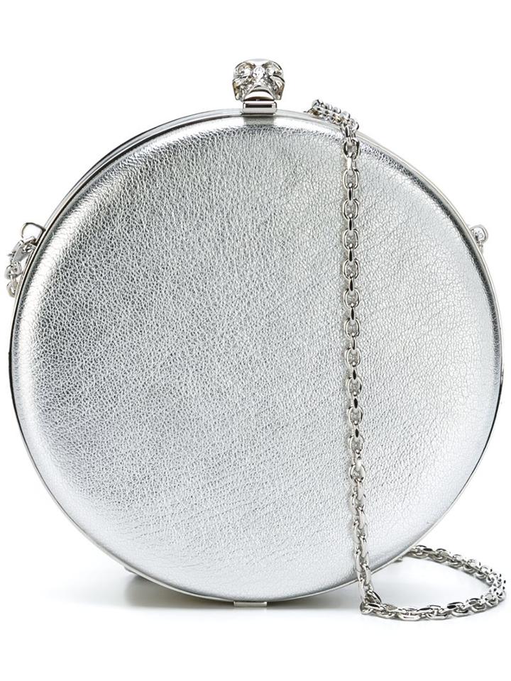 Alexander Mcqueen 'skull' Circle Clutch, Women's, Grey