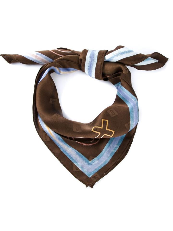 Moschino Vintage Symbol Print Scarf, Women's, Brown