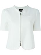 Emporio Armani Zip-up Cropped Jacket, Women's, Size: 42, White, Acetate/viscose/polyester
