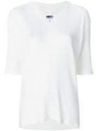 Mm6 Maison Margiela Half Sleeve V-neck Sweater - White