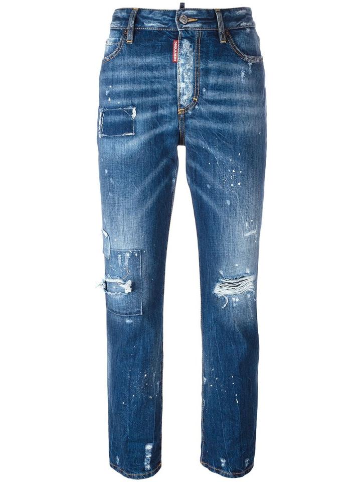 Dsquared2 Los Angeles Cropped Jeans, Women's, Size: 40, Blue, Cotton/polyester