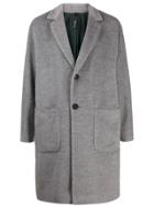 Hevo Textured Single-breasted Coat - Grey