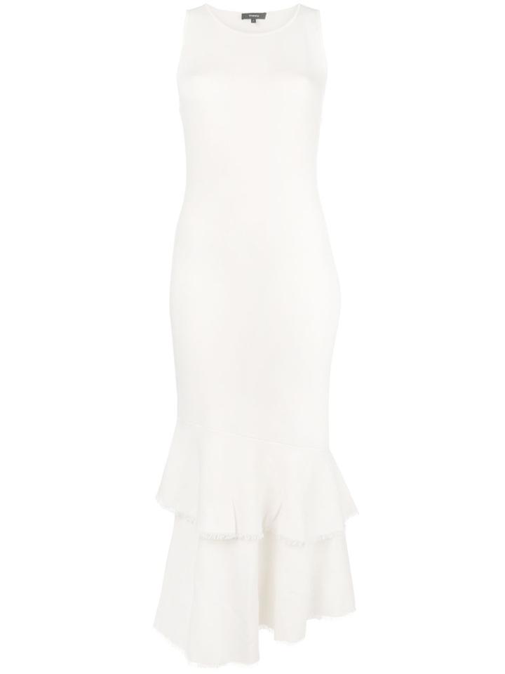 Theory Ruffled Asymmetric Dress - White