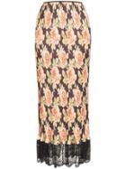 Paco Rabanne Rose Print Midi Skirt - V007 Multicoloured