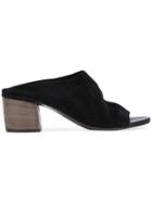 Del Carlo Peep Toe Mules - Black