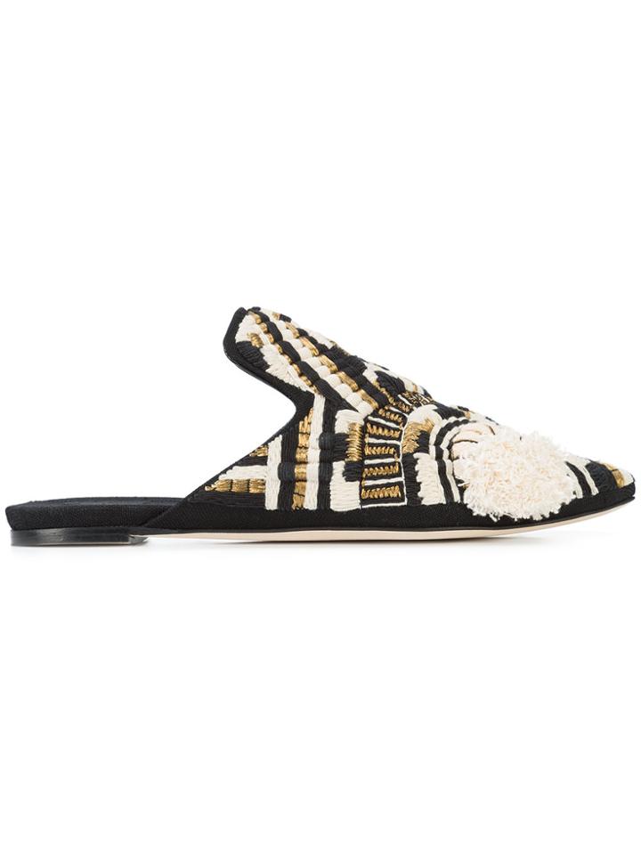 Sanayi 313 Embroidered Upper Mules - Black