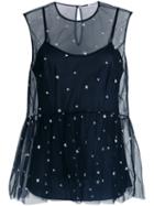 P.a.r.o.s.h. Ponystar Embroidered Top, Size: Medium, Blue, Polyimide