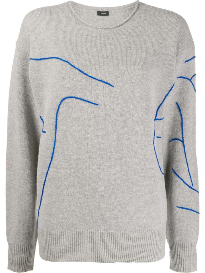 Joseph Embroidery Crew Neck Jumper - Grey