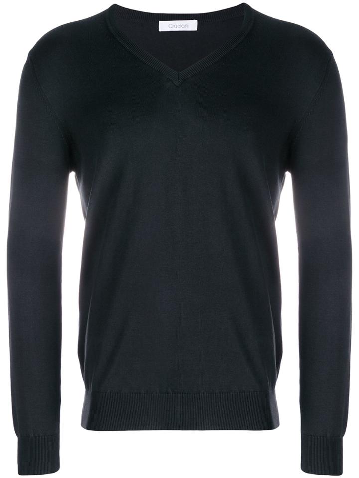 Cruciani V-neck Knit Sweater - Black