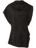 Jil Sander Draped Neckline Sleeveless Blouse - Black