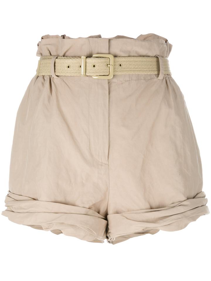 Moschino High-waisted Shorts, Women's, Size: 38, Nude/neutrals, Polyamide/cotton/metal