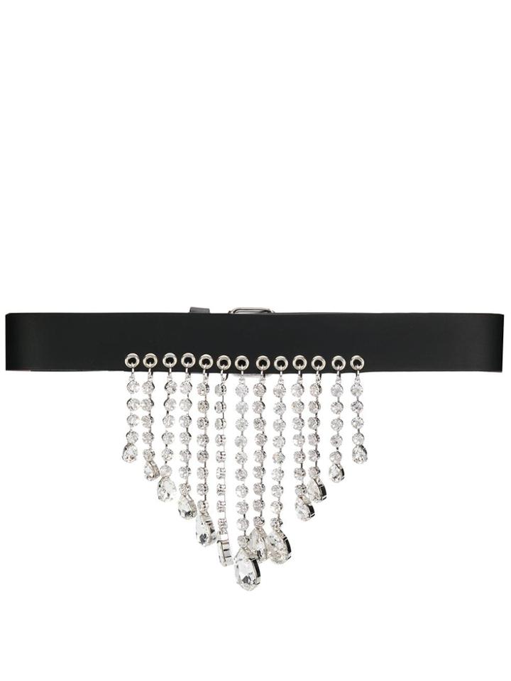 Alessandra Rich Embellished Buckle Belt - Black