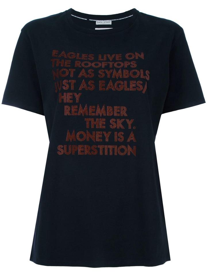 Each X Other 'eagles' Poem T-shirt - Black