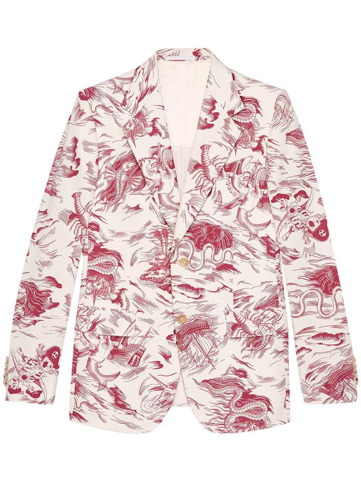 Gucci - Heritage Sea Storm Print Jacket - Men - Silk/cotton - 56, Red, Silk/cotton