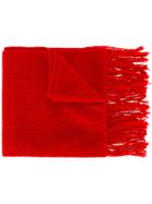 Ami Alexandre Mattiussi Fisherman's Rib Knit Scarf - Red