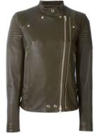 Givenchy Classic Biker Jacket, Women's, Size: 40, Green, Lamb Skin/acetate/viscose