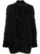 Ermanno Scervino Cable Knit Cardi-coat - Black