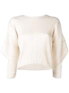 Pleats Please By Issey Miyake Asymmetric Sleeve Top - Neutrals