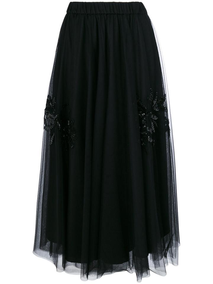 P.a.r.o.s.h. - Sequin Embellished Full Skirt - Women - Polyamide/acetate/viscose - Xs, Black, Polyamide/acetate/viscose