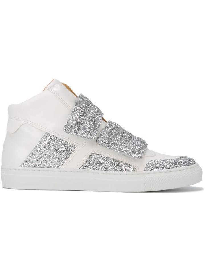 Mm6 Maison Margiela Glitter Velcro Strap Hi-top Sneakers