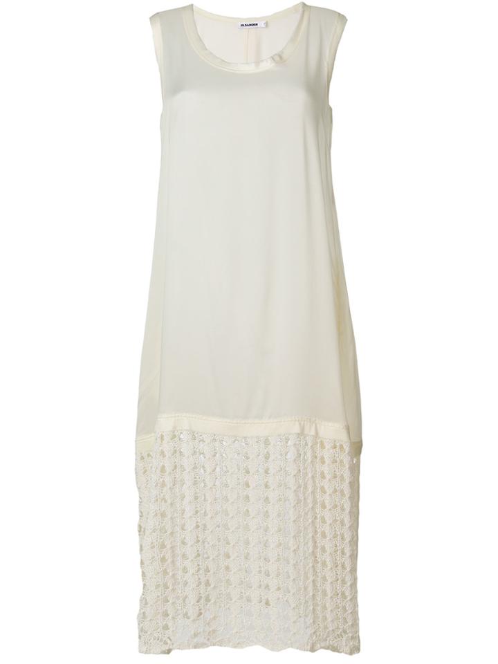 Jil Sander Crochet Detail Dress - White