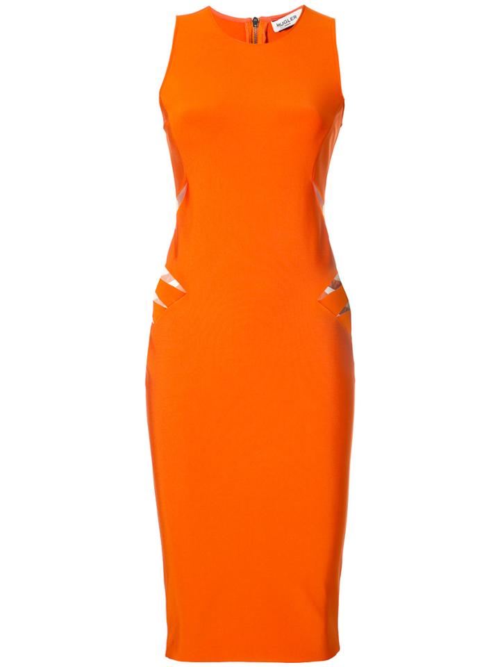 Mugler Cut Out Detail Dress - Yellow & Orange