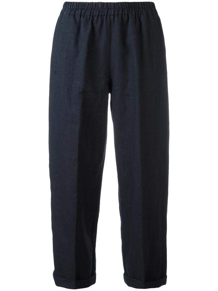 Forte Forte Straight Cropped Trousers, Women's, Size: 2, Blue, Linen/flax/cotton