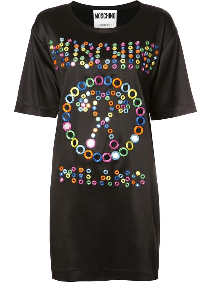 Moschino Mirror Embroidered Logo Dress - Black