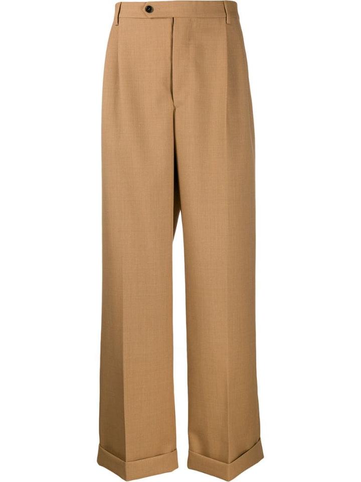 Msgm Oversized Wide-leg Tailored Trousers - Neutrals