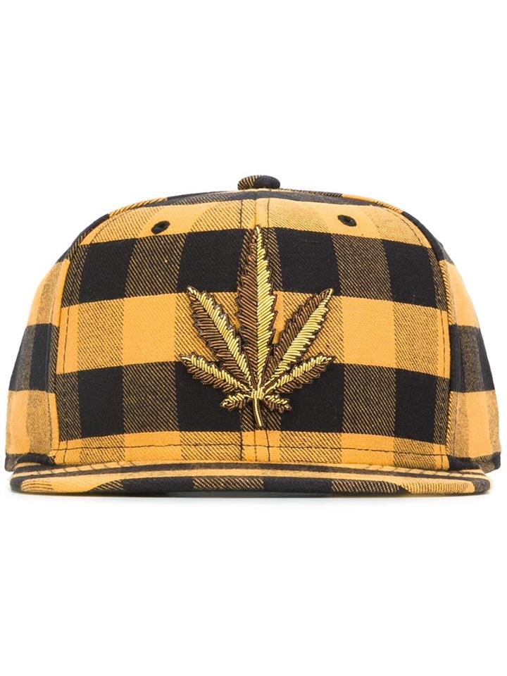 Palm Angels Embroidered Leaf Hat, Men's, Yellow/orange, Cotton/metal