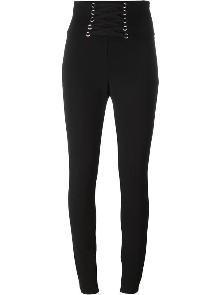 Philipp Plein Lace-up Skinny Trousers, Women's, Size: Small, Black, Acetate/viscose/spandex/elastane