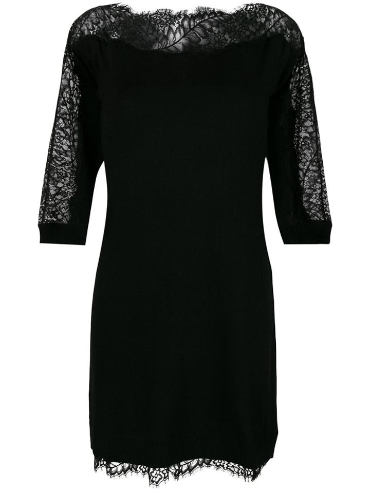 Twin-set Lace Insert Mini Dress - Black